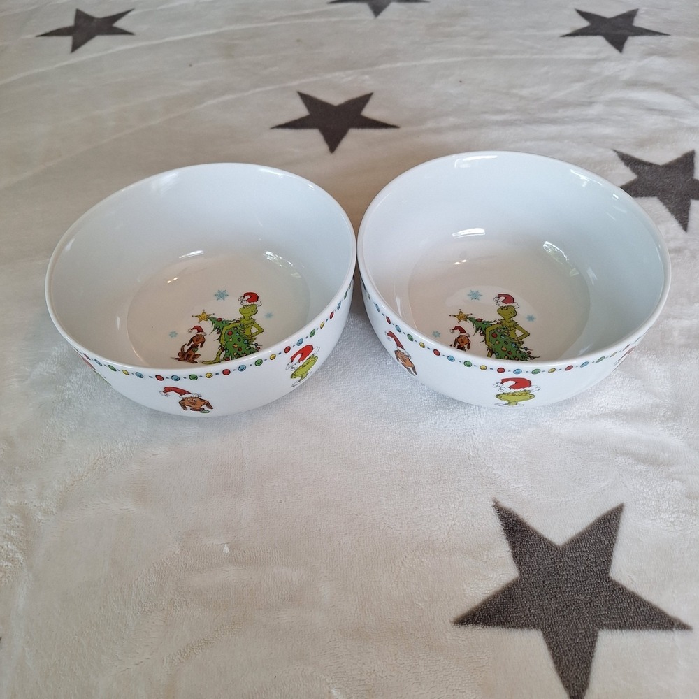 2023 The Grinch Cereal Soup Bowls Set Of‎ 2 Ceramic Christmas